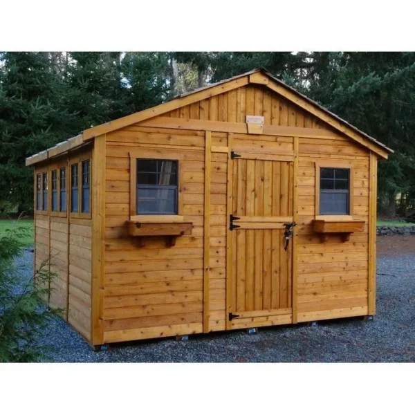 12 ft. W x 12 ft. D Cedar Wood Sunshed Garden Shed - Image 5