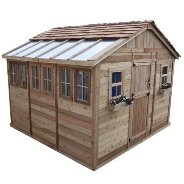 12 ft. W x 12 ft. D Cedar Wood Sunshed Garden Shed - Image 2
